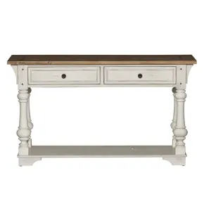 Liberty Furniture 498-OT1030 Morgan Creek - Sofa Table - Antique White / Wirebrushed Tobacco Accents