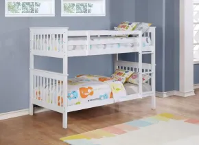 Coaster Fine Furniture 460244N-SM Chapman - Wood Twin Over Twin Bunk Bed With Mattress - White