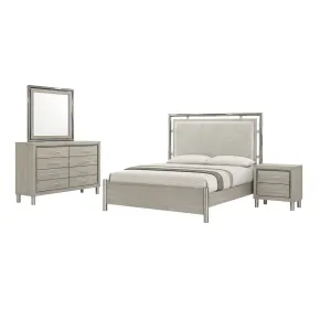 New Classic 00-B1248-24N New Classic 00-B1248-24N Lennox - 6/0 California King 4 Piece Bedroom Set (Bed, Dresser, Mirror, Nightstand) - Gray / Silver
