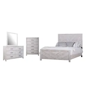 New Classic 00-3314-24C New Classic 00-3314-24C Biscayne - 6/0 Western King 4 Piece Bedroom Set (Bed & Dresser & Mirror & Chest) - Driftwood