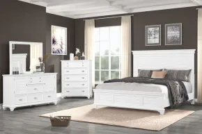 New Classic 00-B2118-14C Jamestown - 6/6 Eastern King 4 Piece Bedroom Set (Bed, Dresser, Mirror, Chest) - White