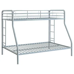 Coaster Fine Furniture 460340SVR Carson - Metal Twin Over Full Bunk Bed - Glossy Silver