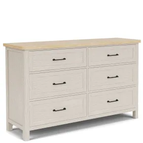 Riverside Furniture 79460 Glenndale - Six Drawer Dresser - Aged White / Wheat