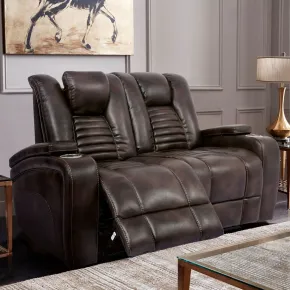 Furniture of America CM9902-LV Abrielle - Dual Power Loveseat - Dark Brown