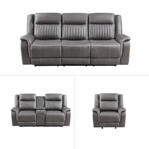 New Classic 20-2506-3NP New Classic 20-2506-3NP Enzo - 3 Piece Manual Sofa & Loveseat & Recliner - Gray