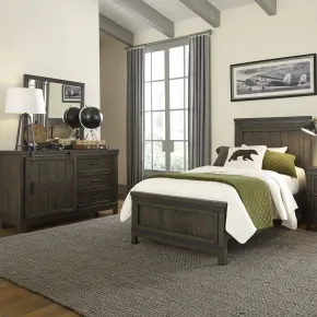 Liberty Furniture 759-YBR-TPBDM Liberty Furniture 759-YBR-TPBDM Thornwood Hills - 3 Piece Bedroom Set (Twin Panel Bed, Dresser & Mirror) - Rock Beaten Brown