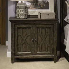 Liberty Furniture 297-BR63 Paradise Valley - 2 Door Bedside Chest With Charging Station - Saddle Brown
