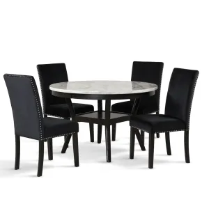 New Classic 41-400-BKD4C Celeste - Round Dining Table & 4 Chairs - Black
