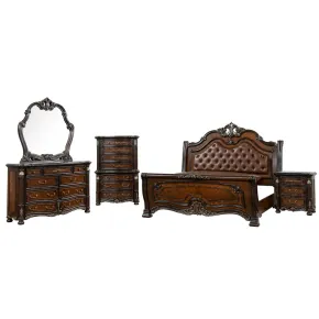 New Classic 00-2477-25C New Classic 00-2477-25C Bella Notte - 6/0 Western King 5 Piece Set (Padded Sleigh Bed, Dresser, Mirror, Chest, Nightstand) - Cherry