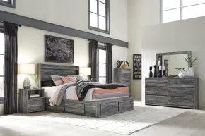 Ashley Furniture B221/31/35/46/56S/58/60/95/B100-14 Ashley Furniture B221/31/35/46/56S/58/60/95/B100-14 Baystorm - King Panel Bed With 4 Storage Drawers - 8 Pc. - Dresser, Mirror, Chest, King Bed - Gray