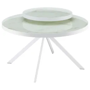 Coaster Fine Furniture 706258 Briggs - Round Marble Printed Glass Top Coffee Table - White