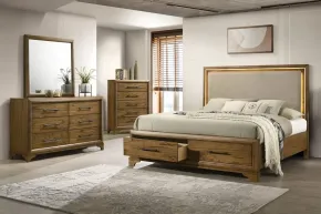 New Classic 00-B1424-14C Talcott - 6/6 Eastern King 4 Piece Bedroom Set (Bed, Dresser, Mirror, Chest) - Light Brown
