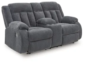 Ashley Furniture PC2140596 Observation - Double Reclining Power Loveseat With Console - Steel