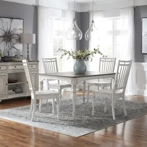 Liberty Furniture 244-CD-O5LTS Liberty Furniture 244-CD-O5LTS Magnolia Manor - 5 Piece Leg Table Set (Spindle Back Chairs) - Antique White