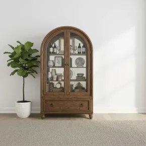 Liberty Furniture 615-DC4688 Americana Farmhouse - Arched Display Cabinet - Dusty Taupe