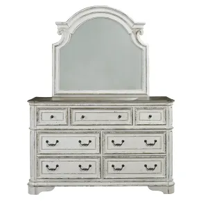 Liberty Furniture 244-BR-DM Magnolia Manor - Dresser & Arched Mirror - Antique White