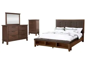 New Classic 00-594-14C New Classic 00-594-14C Cagney - 6/6 King 4 Piece Bedroom Set (Bed, Dresser, Mirror, Chest) - Brown