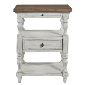 Liberty Furniture 652-BR62 Farmhouse Reimagined - 1 Drawer Nightstand - Antique White / Chestnut Tops