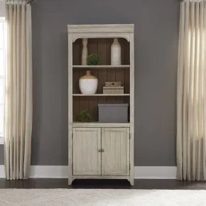 Liberty Furniture 652-HO201 Farmhouse Reimagined - Bookcase - Antique White / Chestnut Tops