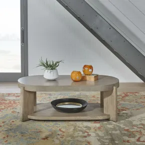 Liberty Furniture 674-OT1011 Liberty Furniture 674-OT1011 Affinity - Oval Cocktail Table - Dusty Taupe / Concrete Tops