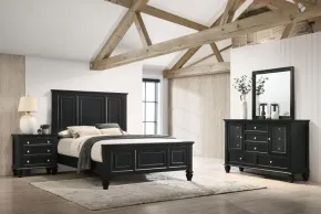 CoasterEssence 201321Q-S4 Sandy Beach - 4 Piece Queen Bedroom Set (Bed, Dresser, Mirror, Nightstand) - Black