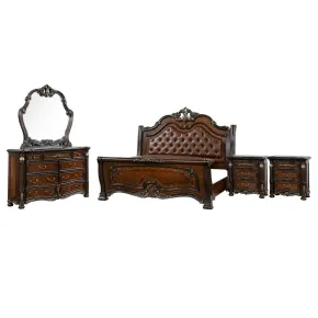 New Classic 00-2477-15N New Classic 00-2477-15N Bella Notte - 6/6 Western King 5 Piece Set Padded Sleigh Bed - Cherry