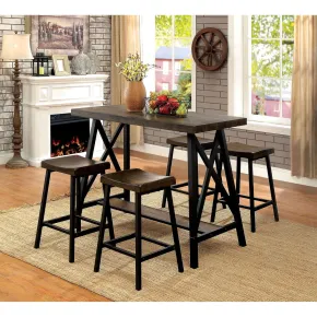 Furniture of America CM3415PT Lainey - Counter Height Table - Medium Weathered Oak / Black