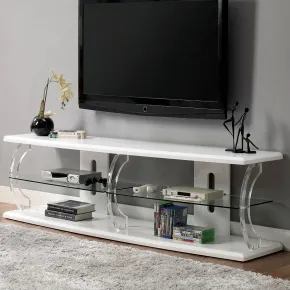 Furniture of America CM5901WH-TV-60 Ernst - TV Stand - White / Clear