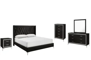 New Classic 00-3365-15C New Classic 00-3365-15C Huxley - 6/6 Eastern King 5 Piece Bedroom Set (Bed & Dresser & Mirror & Nightstand & Chest) - Black