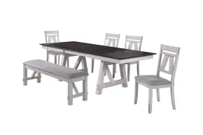 New Classic 40-1903-D4CB New Classic 40-1903-D4CB Maisie - Dining Table & 4 Chairs & Bench - White / Dark Brown