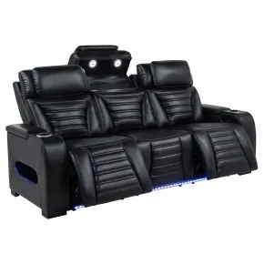Coaster Fine Furniture 603251PP Zuma - Faux Leather Dual Power Reclining LED Sofa - Black