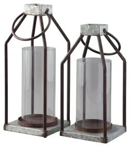 Ashley Furniture A2000346 Diedrick - Lantern Set (Set of 2) - Gray / Black