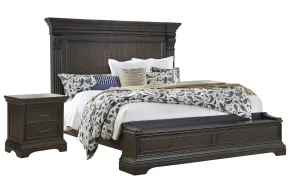 Pulaski Furniture P012-BR-K2-KIT2 Pulaski Furniture P012-BR-K2-KIT2 Caldwell - Queen Storage Bed With 2 Nightstands - Smoked Molasses