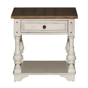 Liberty Furniture 498-OT1020 Liberty Furniture 498-OT1020 Morgan Creek - End Table - Antique White / Wirebrushed Tobacco Accents