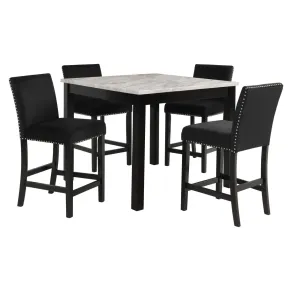 New Classic D400-52S-BLK New Classic D400-52S-BLK Celeste - 5 Piece Marble Finish Counter Dining Set (Table & 4 Chairs) - Black