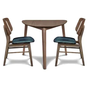 New Classic 40-D1651-D2FC Oscar - Corner Table With 2 Teal Cushion Chairs - Brown