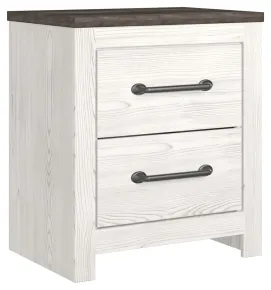 Ashley Furniture B1190-92 Gerridan - Two Drawer Night Stand - White / Gray