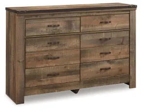 Ashley Furniture B446-31 Trinell - Six Drawer Dresser - 61.34" x 15.98" x 42.99" - Brown Dark