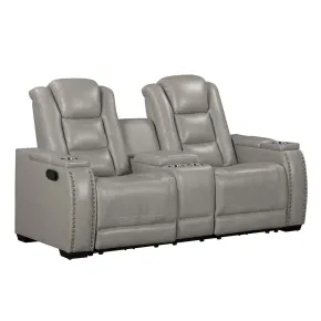 New Classic L3183A-25-LGY New Classic L3183A-25-LGY Breckenridge II - Console Loveseat With Dual Recliners - Light Gray