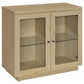 Coaster Fine Furniture 950429 Tilbury - 2-Door Glass Front Accent Display Cabinet - Light Oak