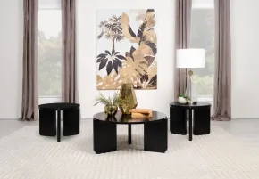 Coaster Fine Furniture 709678-S3 Cordova - 3 Piece Solid Wood Coffee And End Table Set - Black