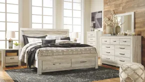 Ashley Furniture B331/31/36/46/58/56S/95/91(2)/B100-14 Ashley Furniture B331/31/36/46/58/56S/95/91(2)/B100-14 Bellaby - 9 Pc. - Dresser, Mirror, Chest, King Platform Bed with 2 Storage Drawers, 2 Nightstands - Whitewash