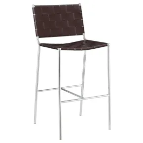 CoasterEssence 183584 Adelaide - Upholstered Pub Height Bar Stool - Brown And Chrome