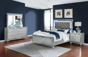 CoasterEssence 223211KE-S4 Gunnison - 4 Piece Eastern King Bedroom Set - Silver Metallic