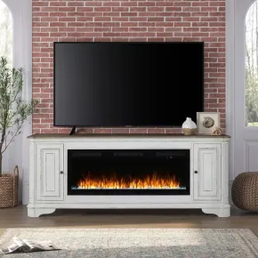 Liberty Furniture FIRE-BOX-244-82FTS Fireplace TV Consoles - 244 82" Console With Fire FTS - White