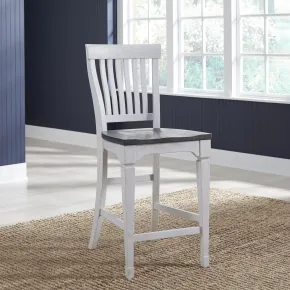 Liberty Furniture 417-C150024 Allyson Park - Counter Height Slat Back Chair - Wirebrushed White / Charcoal