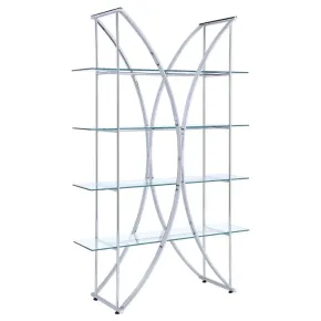 CoasterEssence 910050 Larson - 4-Shelf Glass Bookshelf - Chrome