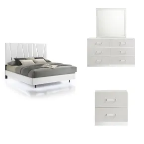 New Classic 00-1840-14N Europa - 6/6 Eastern King 4 Piece Bedroom Set (Bed, Dresser, Mirror, Nightstand) - White