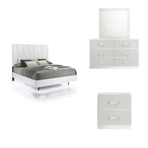 New Classic 00-1840-34N New Classic 00-1840-34N Europa - 5/0 Queen 4 Piece Bedroom Set (Bed, Dresser, Mirror, Nightstand) - White