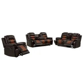 New Classic 20-7005-3NP New Classic 20-7005-3NP Nikko - Manual 3 Piece Sofa & Loveseat & Recliner - Brown